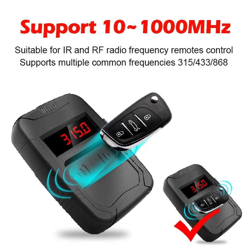 WOYO Frequency Tester Car Key 10-1000MHZ, PL001 Door TV RF IR Remote Control Tester Detector Inspection Tool, 315,433,868,902MHZ
WOYO Frequency Tester Car Key 10-1000MHZ, PL001 Door TV RF IR Remote Control Tester Detector Inspection Tool, 315,433,868,902MHZ