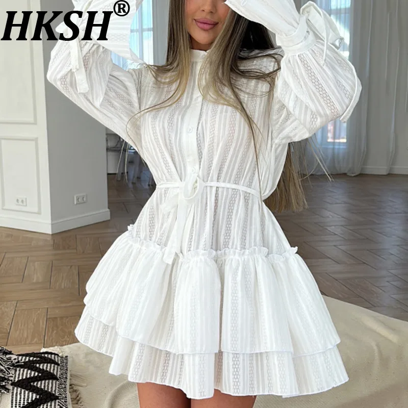 HKSH Women Short Dress Single Breasted Long Sleeves Ruffled A-line Slimming Elegant Sweet Chic Dresses New Spring Summer HK20962
HKSH Women Short Dress Single Breasted Long Sleeves Ruffled A-line Slimming Elegant Sweet Chic Dresses New Spring Summer HK20962