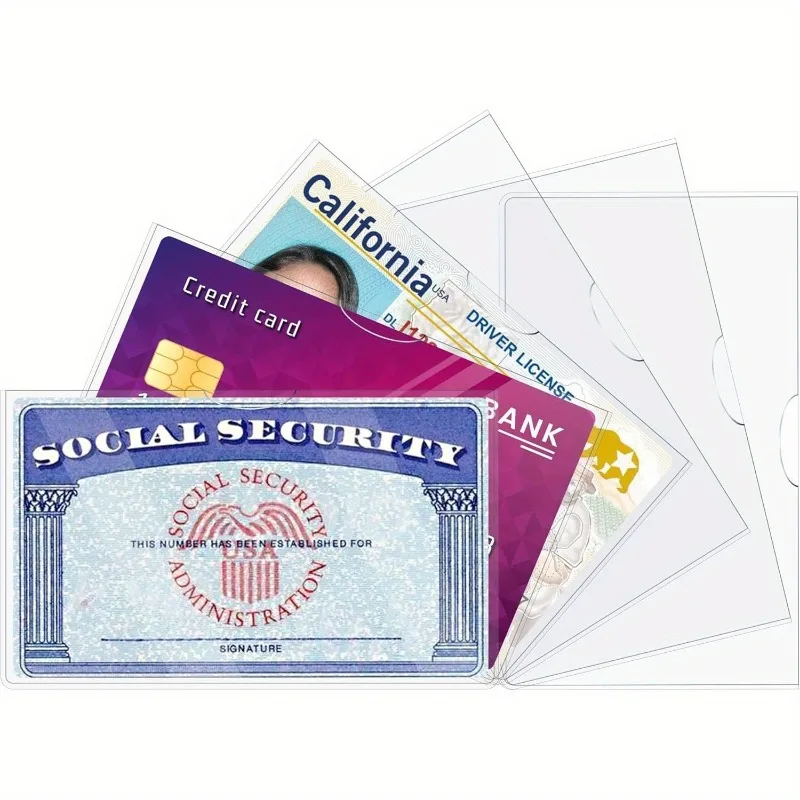 10Pcs Thick Clear PVC Social Security Card Sleeves, scratch-proof waterproof dust-resistant cover, standard dimension fits US SS card, avoid bending wear, convenient for wallet storage and long-term document preservation
10Pcs Thick Clear PVC Social Security Card Sleeves, scratch-proof waterproof dust-resistant cover, standard dimension fits US SS card, avoid bending wear, convenient for wallet storage and long-term document preservation