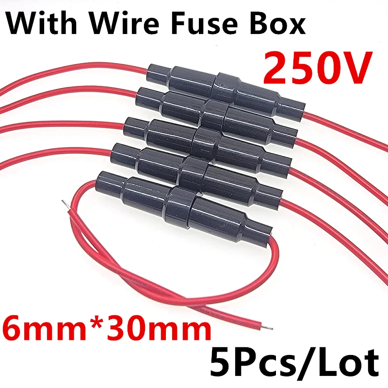 5PCS Fuse tube holder 6*30MM Glass Tube Fuse Holder Screw Type Quick Blow 6X30MM Fuse,6X30 with Wire 250V Car 6mm*30mm Fuse Box
5PCS Fuse tube holder 6*30MM Glass Tube Fuse Holder Screw Type Quick Blow 6X30MM Fuse,6X30 with Wire 250V Car 6mm*30mm Fuse Box