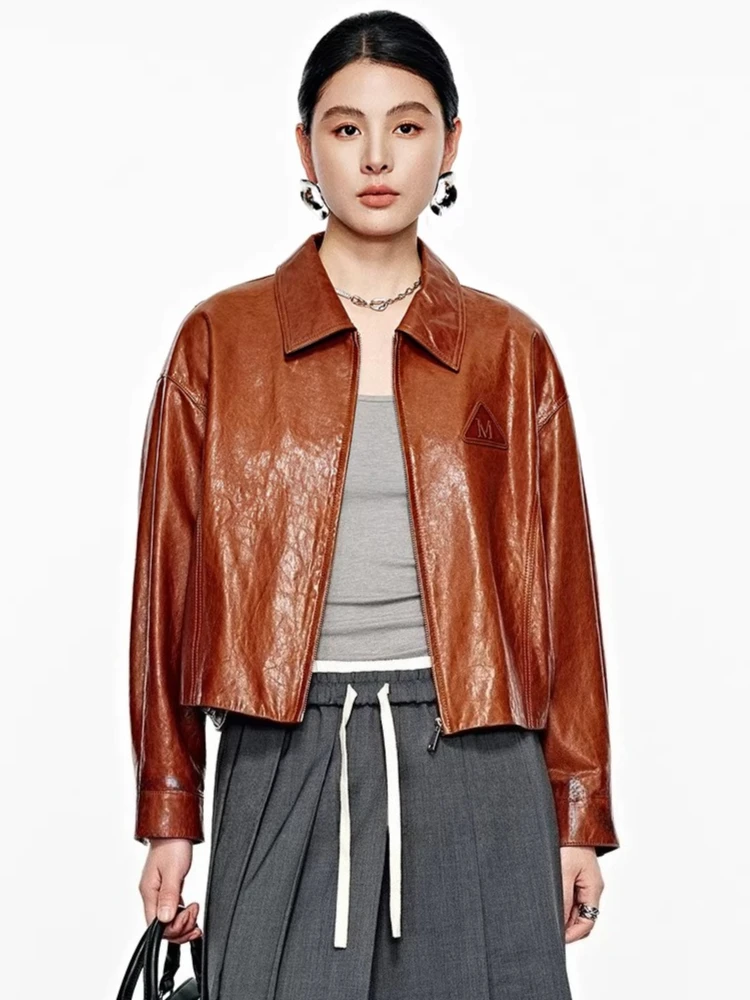 Casual Cropped Genuine Leather Jackets for Women Spring Autumn 2026 New High-end Simple Solid Soft Oil Wax Real Sheepskin Coat
Casual Cropped Genuine Leather Jackets for Women Spring Autumn 2026 New High-end Simple Solid Soft Oil Wax Real Sheepskin Coat