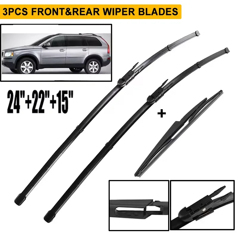 Wiper Front & Rear Wiper Blades Set For Volvo XC90 2004 - 2006 Windshield Windscreen Window Rain Brushes 24"+22"+15"
Wiper Front & Rear Wiper Blades Set For Volvo XC90 2004 - 2006 Windshield Windscreen Window Rain Brushes 24"+22"+15"