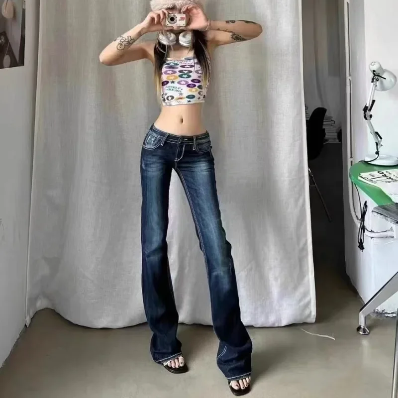 Синие расклешенные джинсы с низкой посадкой, винтажные облегающие джинсовые брюки 2000-х годов, женские брюки в корейском стиле y 2k, рваные для мам 90-х годов
Синие расклешенные джинсы с низкой посадкой, винтажные облегающие джинсовые брюки 2000-х годов, женские брюки в корейском стиле y 2k, рваные для мам 90-х годов