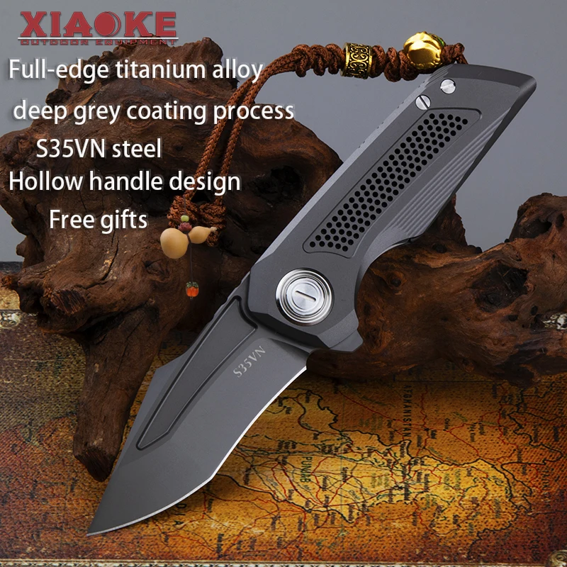 Professional Outdoor Folding Knife: S35-VN Blade, TC4 Titanium Handle,Full Titanium Coating for Camping, Hunting,EDC Collection
Professional Outdoor Folding Knife: S35-VN Blade, TC4 Titanium Handle,Full Titanium Coating for Camping, Hunting,EDC Collection
