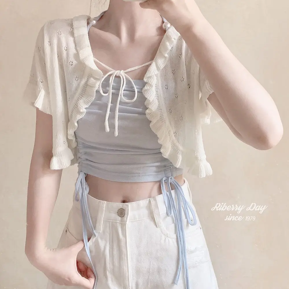 Japan Hollow High-Waisted Short-Sleeved Knitted Cardigan For Outer Wear Super Cool Sun-Protective Top For Summer
Japan Hollow High-Waisted Short-Sleeved Knitted Cardigan For Outer Wear Super Cool Sun-Protective Top For Summer