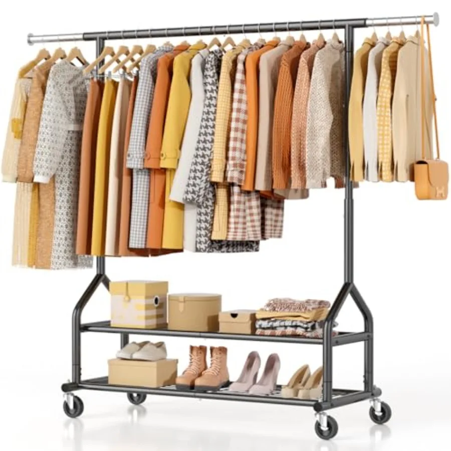 Heavy Duty Clothes Rack Load 556 LBS Rolling Clothing Rack With Shelves Height Adjustable Metal Clothes Hanger with Wheels Port
Heavy Duty Clothes Rack Load 556 LBS Rolling Clothing Rack With Shelves Height Adjustable Metal Clothes Hanger with Wheels Port