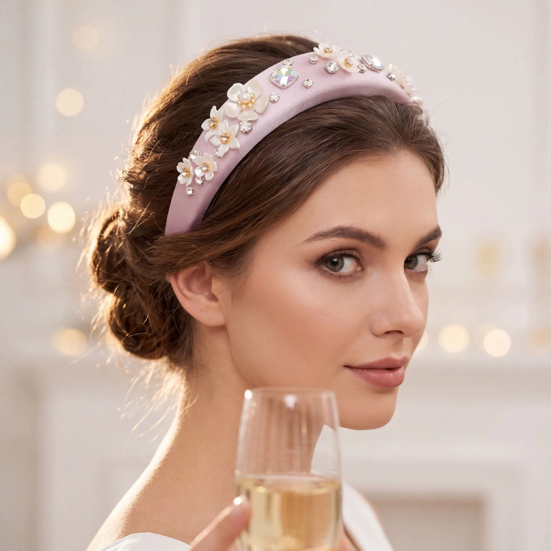 Vintage Pastel Pink Thick Padded Hairband With 3D Floral Appliques And Sparkle Crystal Bridal Party Photography Props Headwear
Vintage Pastel Pink Thick Padded Hairband With 3D Floral Appliques And Sparkle Crystal Bridal Party Photography Props Headwear