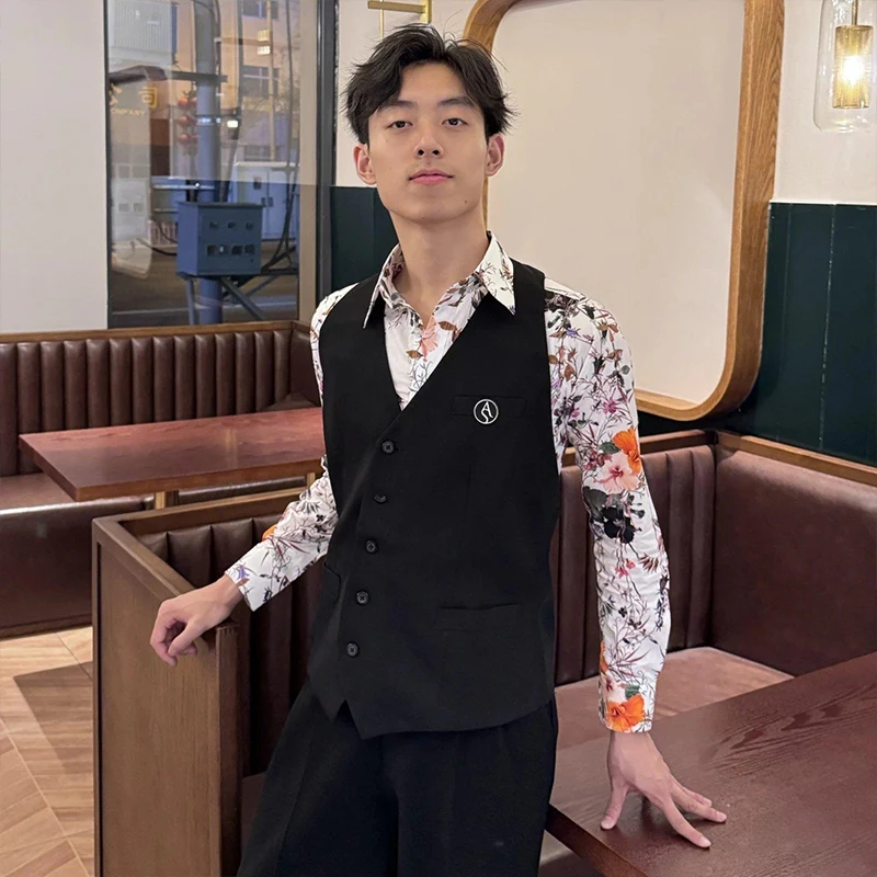 New Ballroom Dance Practice Clothes For Men's Black Single Breasted Vest Adult Dance Competition Performance Costume XH1796
New Ballroom Dance Practice Clothes For Men's Black Single Breasted Vest Adult Dance Competition Performance Costume XH1796
