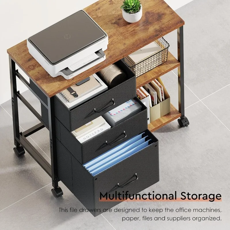 3 Drawer File Cabinet with Wheels Rolling Printer Stand with Open Storage Shelf Fabric Lateral Filing Cabinet for Home Office
3 Drawer File Cabinet with Wheels Rolling Printer Stand with Open Storage Shelf Fabric Lateral Filing Cabinet for Home Office