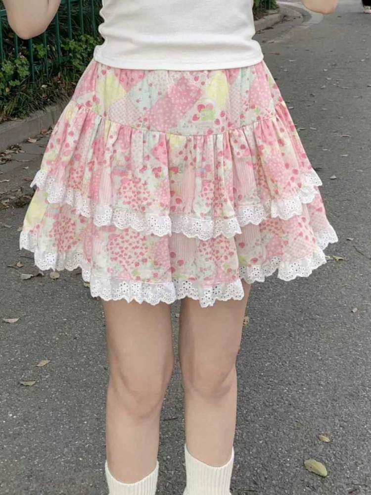 Sweet Floral Skirt Lace Patchwork Skirt Women Japanese Kawaii Fashion Cake Fluffy Skirt New Design Lovely Preppy Style Clothing
Sweet Floral Skirt Lace Patchwork Skirt Women Japanese Kawaii Fashion Cake Fluffy Skirt New Design Lovely Preppy Style Clothing