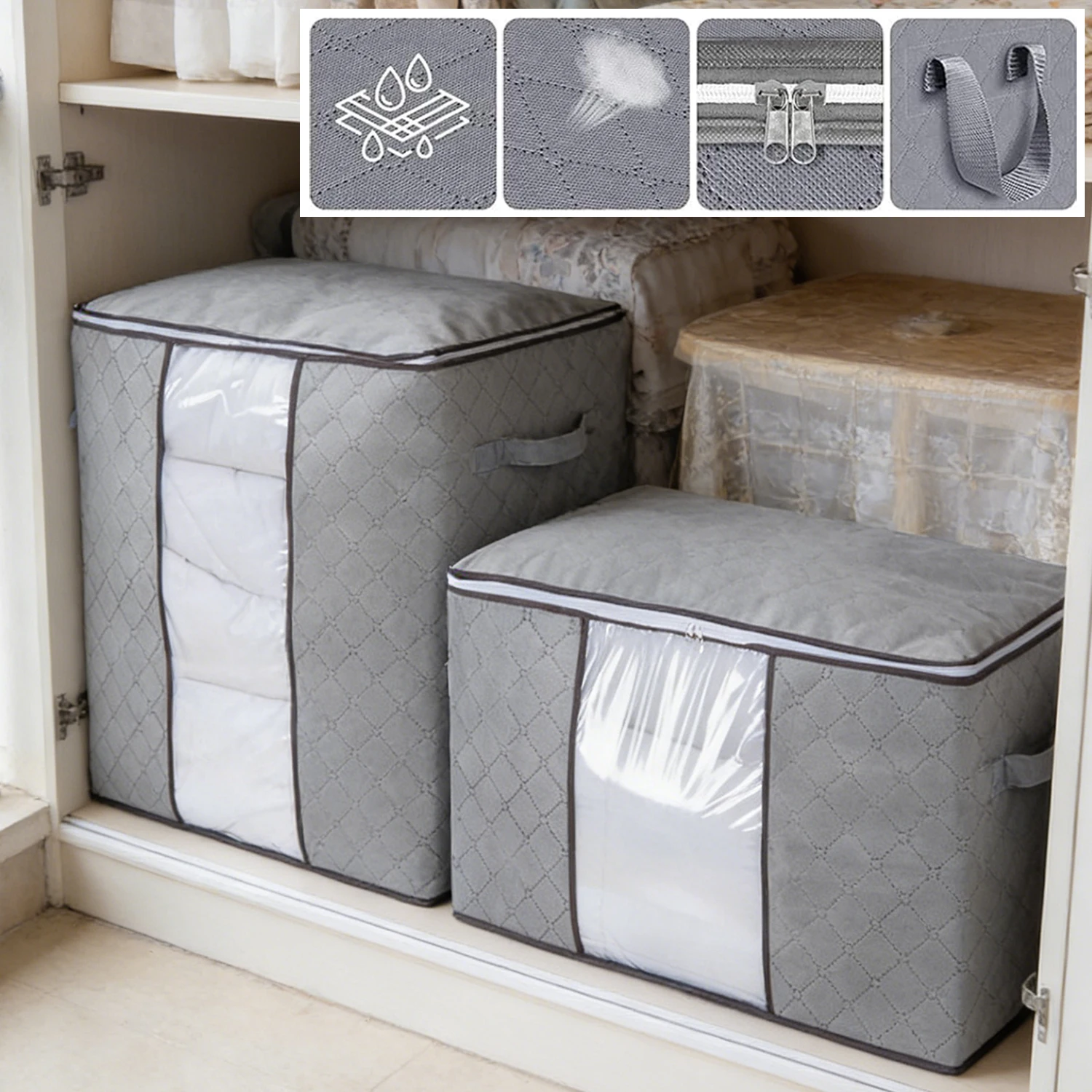Portable Foldable Organizer Large Capacity Moisture Dust Proof Quilt Storage Bags with Zipper for Clothe Towel Bed Sheet Blanket
Portable Foldable Organizer Large Capacity Moisture Dust Proof Quilt Storage Bags with Zipper for Clothe Towel Bed Sheet Blanket