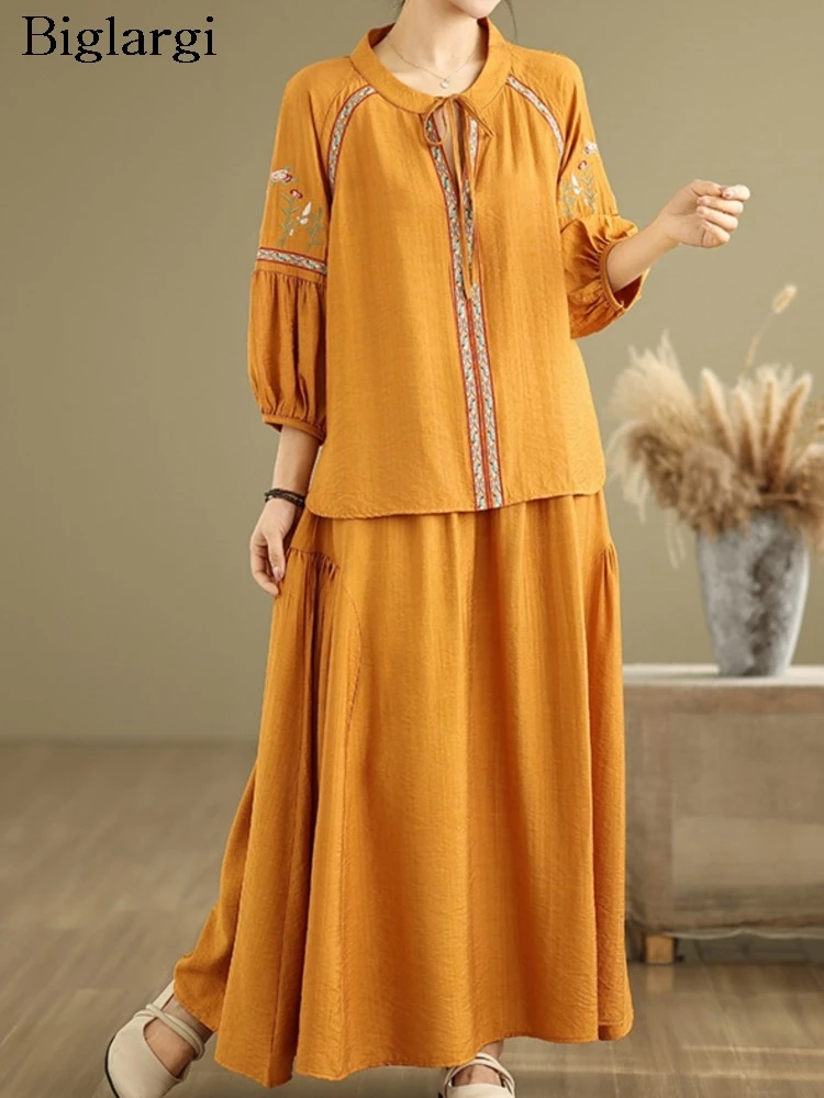 Spring Summer 2 Two Piece Set Women Floral Embroidery Fashion Casual Ladies Blouses Loose Ruffle Pleated Woman A-Line Skirts
Spring Summer 2 Two Piece Set Women Floral Embroidery Fashion Casual Ladies Blouses Loose Ruffle Pleated Woman A-Line Skirts