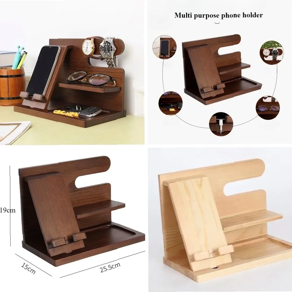 Solid Wood Phone Stand Desktop Creative Storage Rack Multifunctional Hanging Watch Glasses Key Accessories -1pc
Solid Wood Phone Stand Desktop Creative Storage Rack Multifunctional Hanging Watch Glasses Key Accessories -1pc