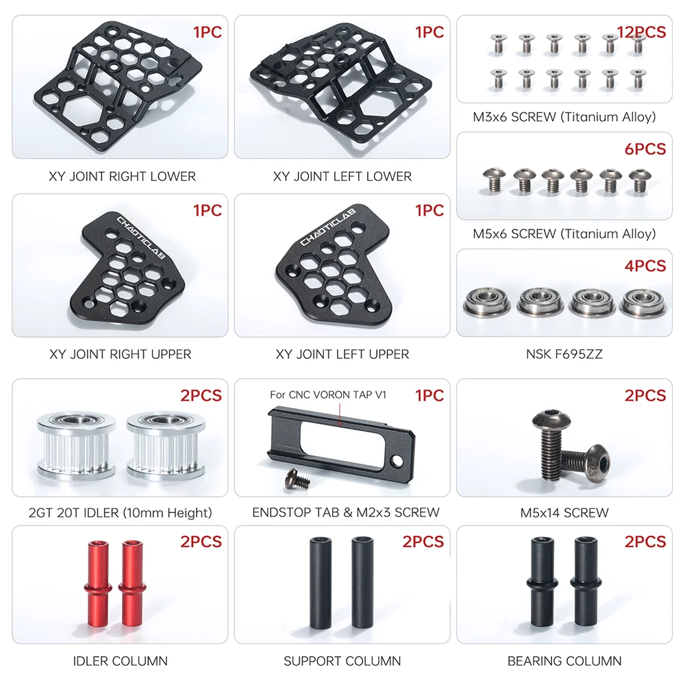 BIGTREETECH CHAOTICLAB CNC XY Joint LWE Kit Высокопрочный Высокоточный Легкий Обновление отделки с ЧПУ для Voron 2.4
BIGTREETECH CHAOTICLAB CNC XY Joint LWE Kit Высокопрочный Высокоточный Легкий Обновление отделки с ЧПУ для Voron 2.4