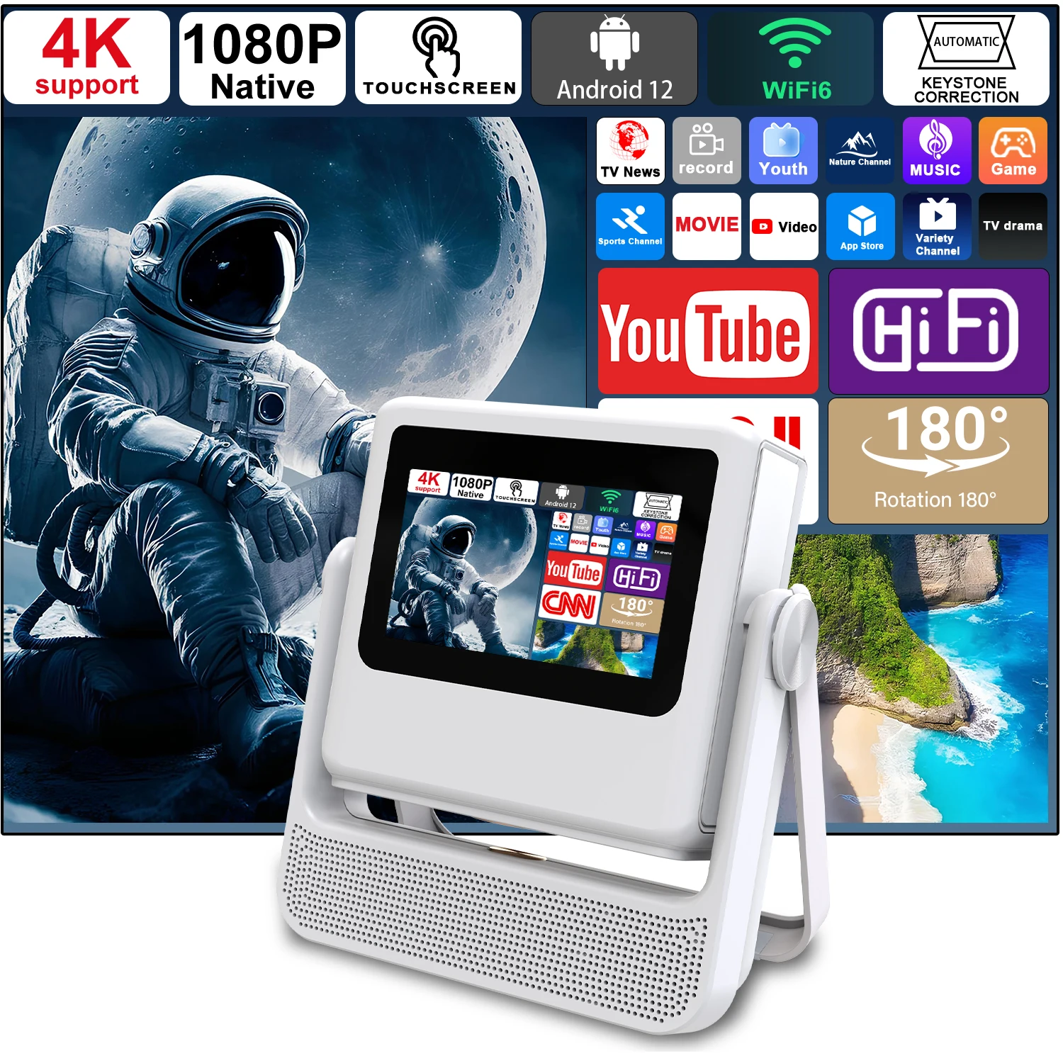 Auto Screen Fit Projector Touch Panel iOS Mirror 3.5mm Jack Office Camping Bedroom Home Projection
Auto Screen Fit Projector Touch Panel iOS Mirror 3.5mm Jack Office Camping Bedroom Home Projection