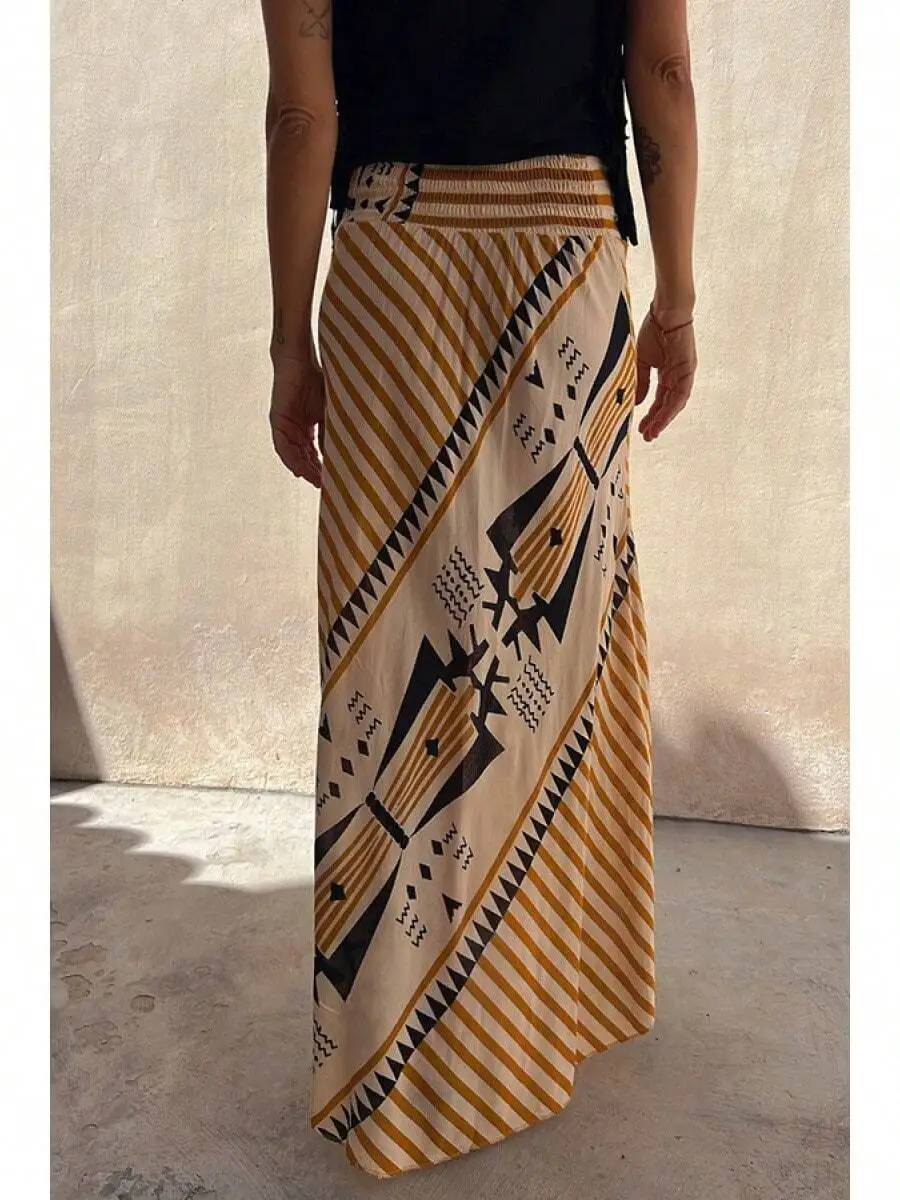Womens Geometric Print Wrap Maxi Skirt Boho Striped Asymmetrical Hem High Waist Summer Skirt
Womens Geometric Print Wrap Maxi Skirt Boho Striped Asymmetrical Hem High Waist Summer Skirt