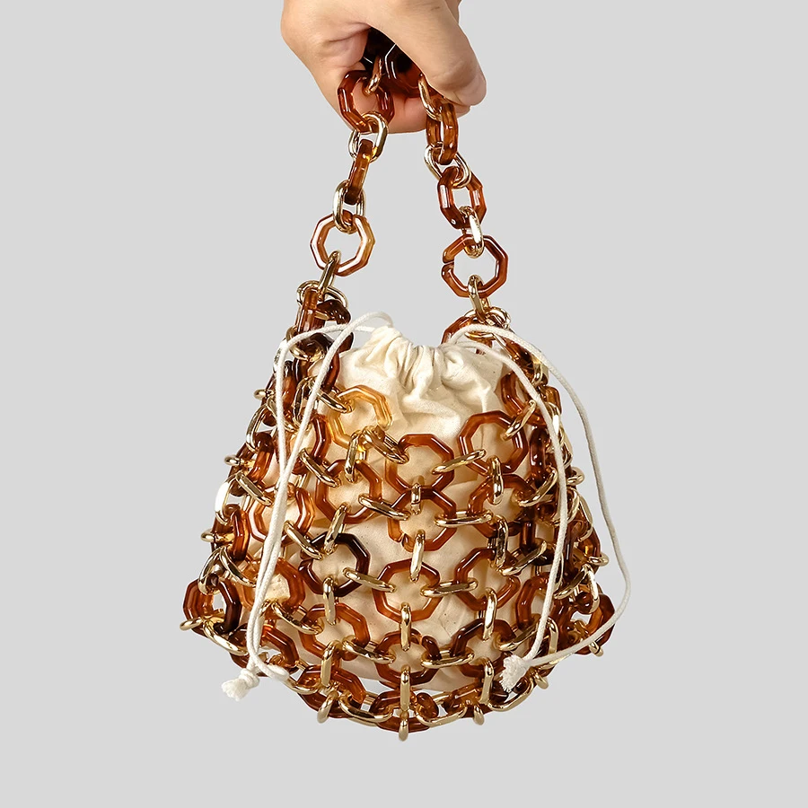 Fashion Acrylic Ring Women Shoulder Bags Amber Color Beaded Crossbody Bag Handmade Woven Messenger Bg Spring and Summer 2025
Fashion Acrylic Ring Women Shoulder Bags Amber Color Beaded Crossbody Bag Handmade Woven Messenger Bg Spring and Summer 2025