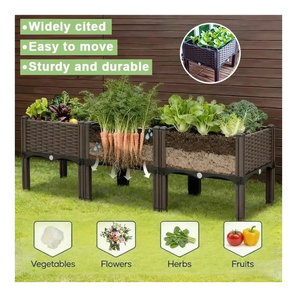 Elevated Garden Planter Box, Breathable Drainage Design Raised Bed With Water Storage, Weatherproof PP ial For Growing Veg
Elevated Garden Planter Box, Breathable Drainage Design Raised Bed With Water Storage, Weatherproof PP ial For Growing Veg
