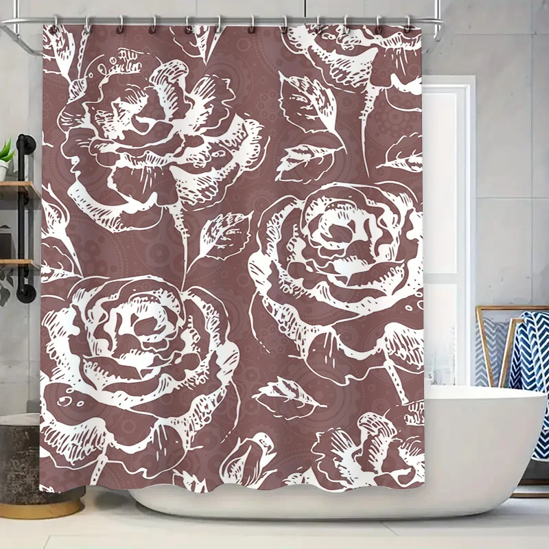 Modern Printed Shower Curtain with Big Flowers Decorative Waterproof Fabric Home Bathroom Decoration 180x205cm Brown White Flora
Modern Printed Shower Curtain with Big Flowers Decorative Waterproof Fabric Home Bathroom Decoration 180x205cm Brown White Flora