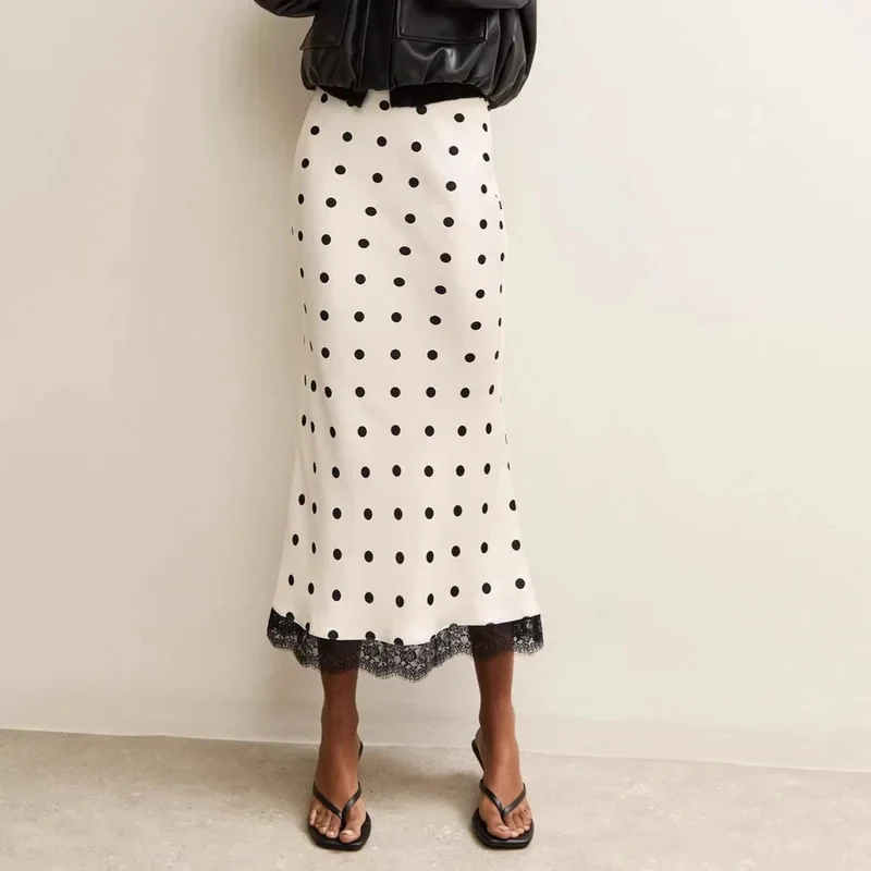 Women's Polka Dot Midi Skirts 2026 Summer High Waist Satin Patchwork Lace Casual Dress Elegant Streetwear Office Lady
Women's Polka Dot Midi Skirts 2026 Summer High Waist Satin Patchwork Lace Casual Dress Elegant Streetwear Office Lady
