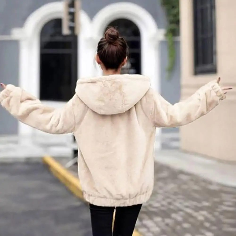 Women Winter Coat Plush Faux Rabbit Fur Winter Jacket with Hood Pockets Windproof Zip-up Cardigan Coat for Women Women Solid
Women Winter Coat Plush Faux Rabbit Fur Winter Jacket with Hood Pockets Windproof Zip-up Cardigan Coat for Women Women Solid