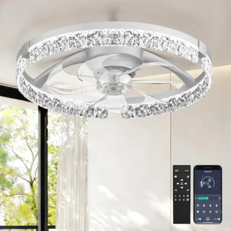 20" Low Profile Ceiling Fan with Light and Remote, Dimmable LED Flush Mount Ceiling Fan, 6 Speeds, White Modern Design for Bedr
20" Low Profile Ceiling Fan with Light and Remote, Dimmable LED Flush Mount Ceiling Fan, 6 Speeds, White Modern Design for Bedr