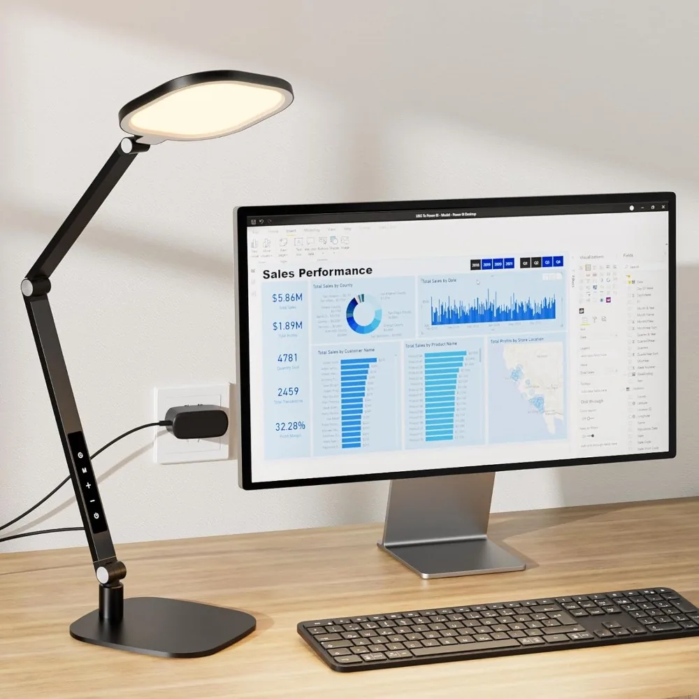 LED desk lamp for home office, 15W computer zoom lighting with rocker arm, timer function, dimmable desktop ring light
LED desk lamp for home office, 15W computer zoom lighting with rocker arm, timer function, dimmable desktop ring light
