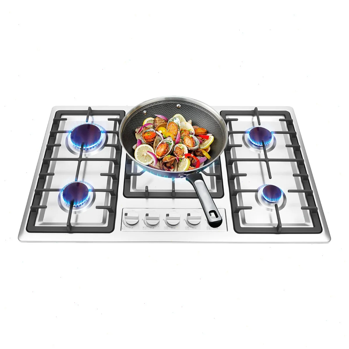 Stainless Steel Cooktop, 5 Burner Natural Gas Built-in Stove, Kitchen Gas Cooktop with Flame Failure Protection, Home Use
Stainless Steel Cooktop, 5 Burner Natural Gas Built-in Stove, Kitchen Gas Cooktop with Flame Failure Protection, Home Use