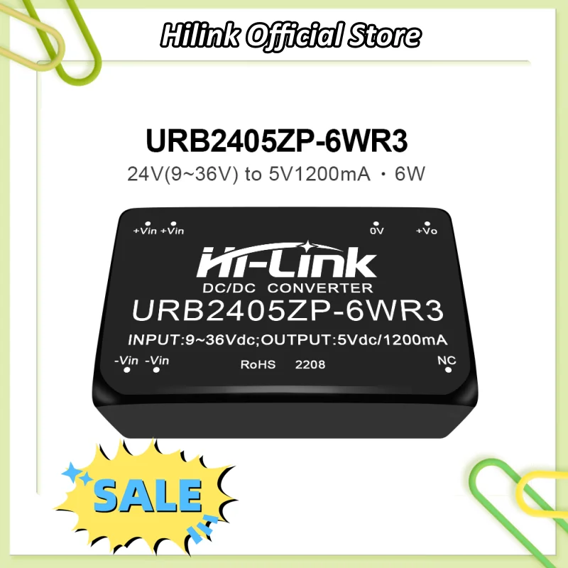 5pcs Hi-Link URB2412ZP-6WR3 6W DC-DC Module 18-36V to 5V 12V 15V Single Output High Efficiency Metal Shell Smart home
5pcs Hi-Link URB2412ZP-6WR3 6W DC-DC Module 18-36V to 5V 12V 15V Single Output High Efficiency Metal Shell Smart home