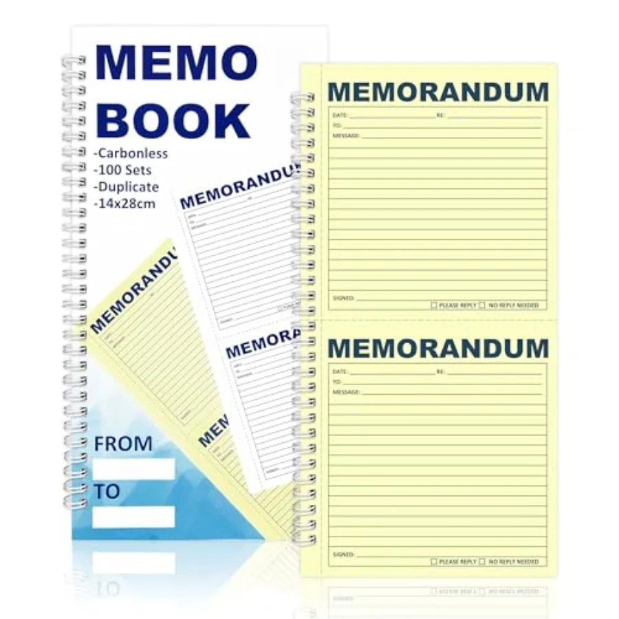 Memorandum Forms Book 100 Sets Carbonless 2 Part Duplicate Memo Pads 5.5x11 Inches Phone Message Book Spiral Bound With Tear Of
Memorandum Forms Book 100 Sets Carbonless 2 Part Duplicate Memo Pads 5.5x11 Inches Phone Message Book Spiral Bound With Tear Of