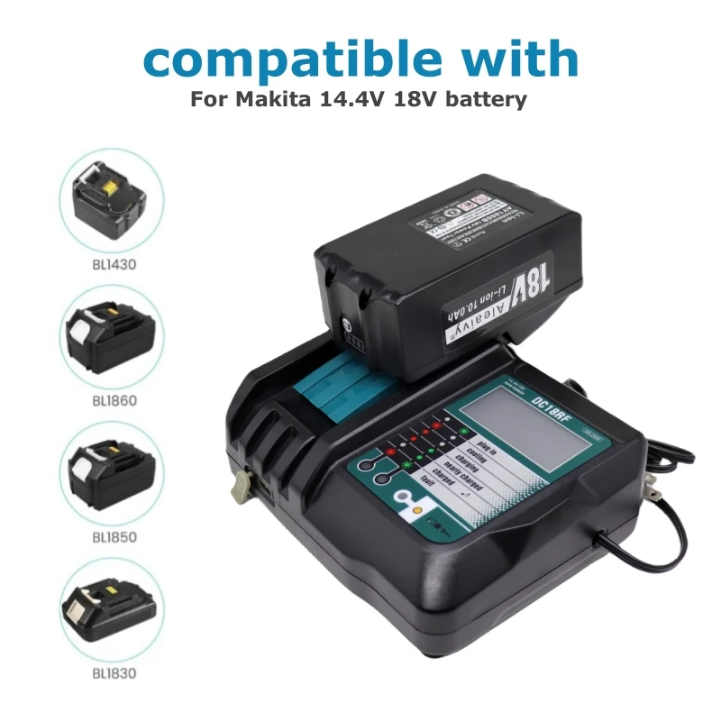 DC18RF Li-ion Battery Charger 2A Charging Current For Makita 14.4V 18V BL1830 Bl1430 DC18RC DC18RA Power Tool With USB
DC18RF Li-ion Battery Charger 2A Charging Current For Makita 14.4V 18V BL1830 Bl1430 DC18RC DC18RA Power Tool With USB