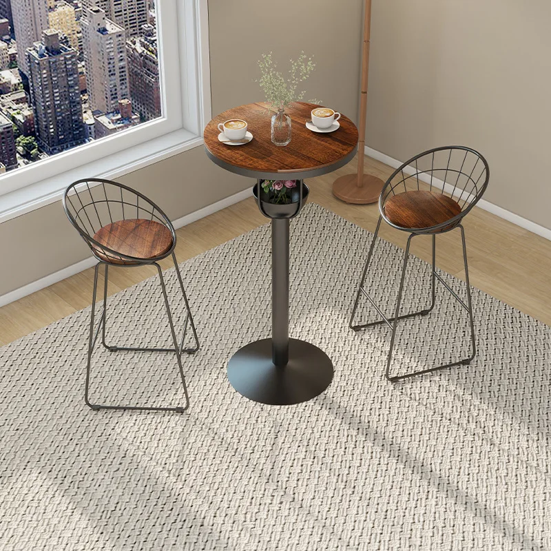 Wrought iron solid wood small round square bar table and chair combination, merchant balcony outdoor high bar stool American sty
Wrought iron solid wood small round square bar table and chair combination, merchant balcony outdoor high bar stool American sty