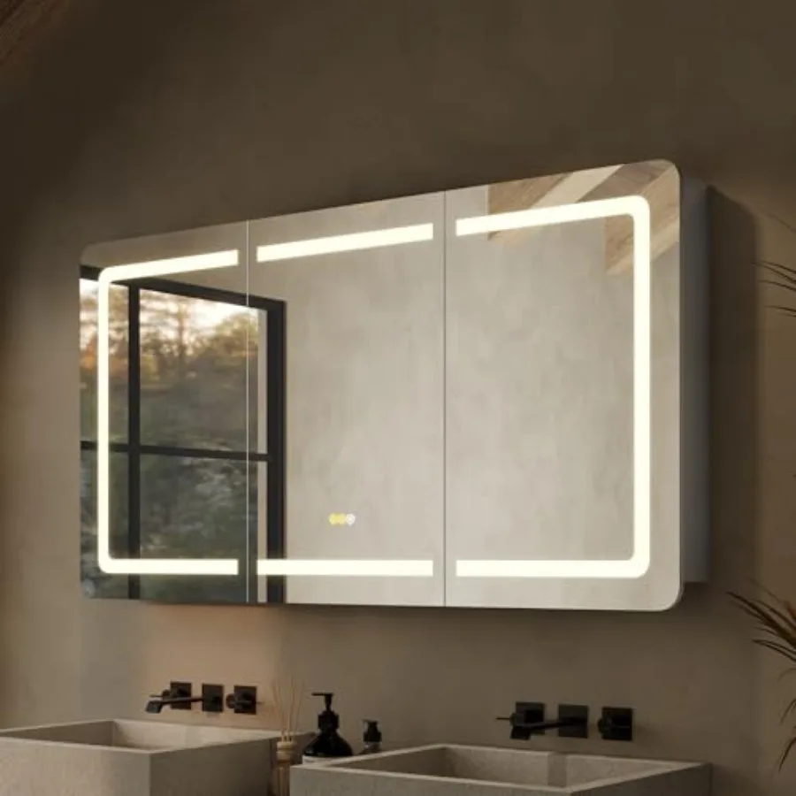 60''x32'' LED Bathroom Mirror Cabinet with Lights, Wall Mounted or Recessed Medicine Cabinet, Dimmable Frontand Anti-Fog, Adjus
60''x32'' LED Bathroom Mirror Cabinet with Lights, Wall Mounted or Recessed Medicine Cabinet, Dimmable Frontand Anti-Fog, Adjus