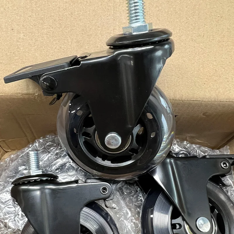 Set of 5 x 3-inch swivel casters with brakes, M6/M8/M10 threaded rods, and quiet, wear-resistant PU wheels, suitable for various
Set of 5 x 3-inch swivel casters with brakes, M6/M8/M10 threaded rods, and quiet, wear-resistant PU wheels, suitable for various