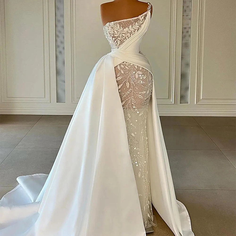 White One-Shoulder Mermaid Prom Dress Sequined Appliques One Strap Formal Evening Party Gowns Custom Elegant Vestido De Novia
White One-Shoulder Mermaid Prom Dress Sequined Appliques One Strap Formal Evening Party Gowns Custom Elegant Vestido De Novia