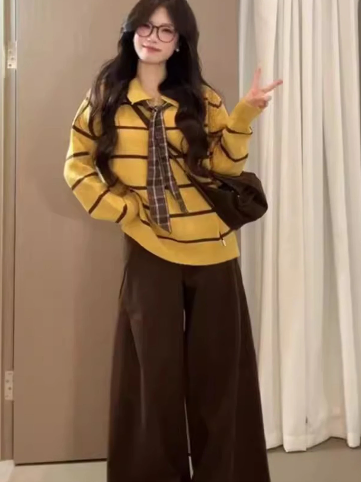 Korean Sle Lazy Stripe Knitwear Women's Loose Slimming Small Size Casual Versatile Collar Long Sve Warm Autumn Sweater
Korean Sle Lazy Stripe Knitwear Women's Loose Slimming Small Size Casual Versatile Collar Long Sve Warm Autumn Sweater