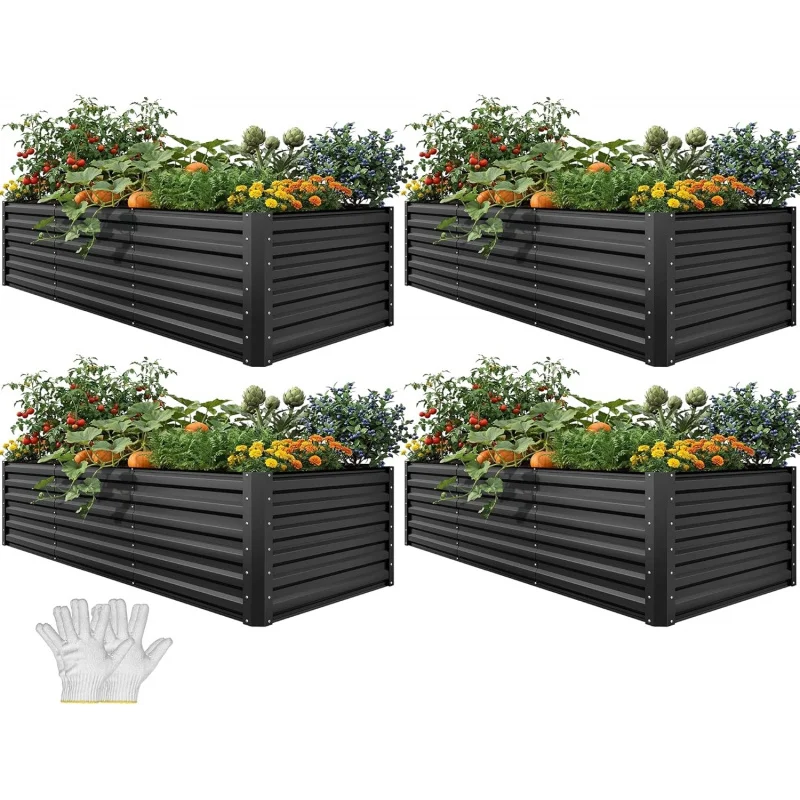 2026 New:8x4x2 ft 4pcs Galvanized Raised Garden Bed Kit, Large Metal Planter Box with Gloves, Safety Rubber & Support R
2026 New:8x4x2 ft 4pcs Galvanized Raised Garden Bed Kit, Large Metal Planter Box with Gloves, Safety Rubber & Support R