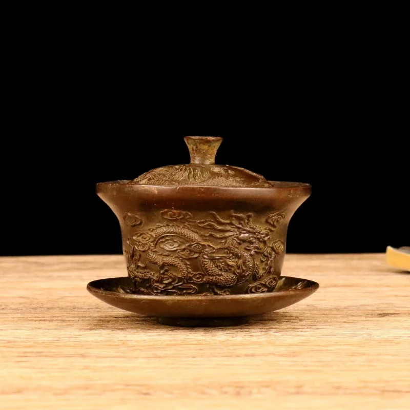 Antique Collectible Copper Dragon and Phoenix Cup Ornament, Alloy Tea Gaiwan Decorative Craft
Antique Collectible Copper Dragon and Phoenix Cup Ornament, Alloy Tea Gaiwan Decorative Craft