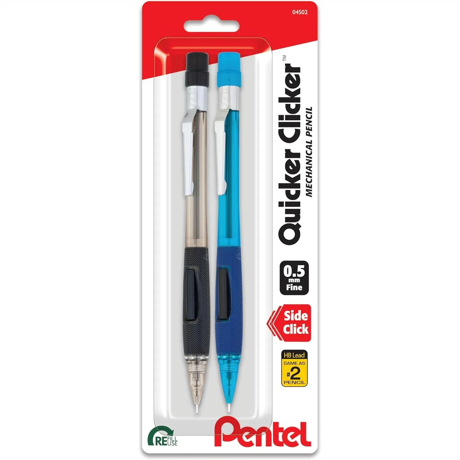 Pentel Quicker Clicker Mechanical Pencil 0.5mm, Side Button Advance, Assorted 2-Pack
Pentel Quicker Clicker Mechanical Pencil 0.5mm, Side Button Advance, Assorted 2-Pack