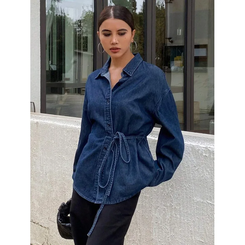 Korean Style Denim Shirt Women's Fashionable Blue Jeans Shirt Asymmetrical Hemline Resistant to Deformation Spring 2026
Korean Style Denim Shirt Women's Fashionable Blue Jeans Shirt Asymmetrical Hemline Resistant to Deformation Spring 2026