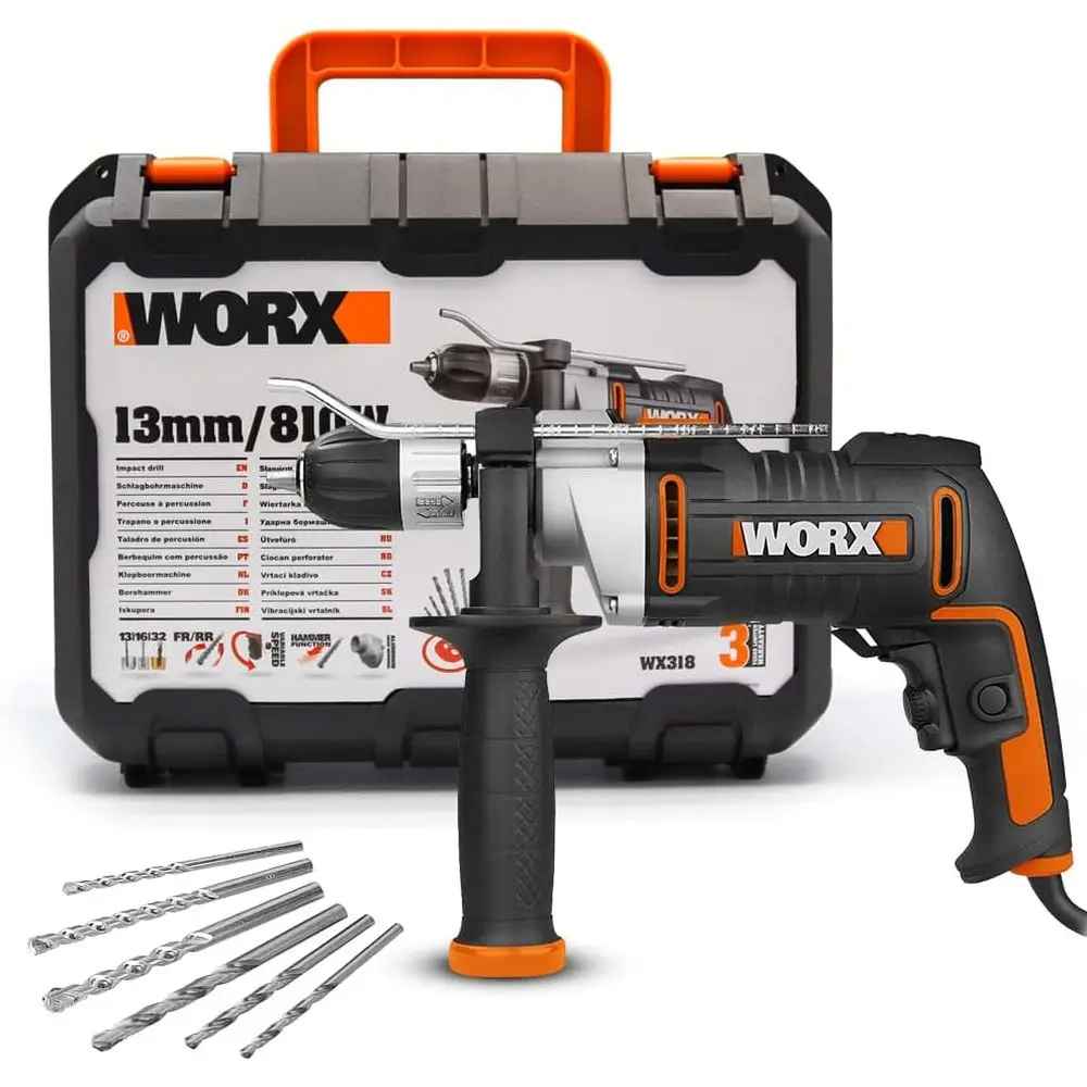 810W Variable Speed Impact Drill with Adjustable Handle and Assorted Drill Bits
810W Variable Speed Impact Drill with Adjustable Handle and Assorted Drill Bits