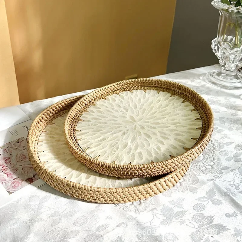 Корейская корзина для фруктов из ротанга, круглый поднос в виде ракушек, домашняя креативная корзина для хранения закусок, вход, поднос для хранения разных ключей, органайзер
Корейская корзина для фруктов из ротанга, круглый поднос в виде ракушек, домашняя креативная корзина для хранения закусок, вход, поднос для хранения разных ключей, органайзер