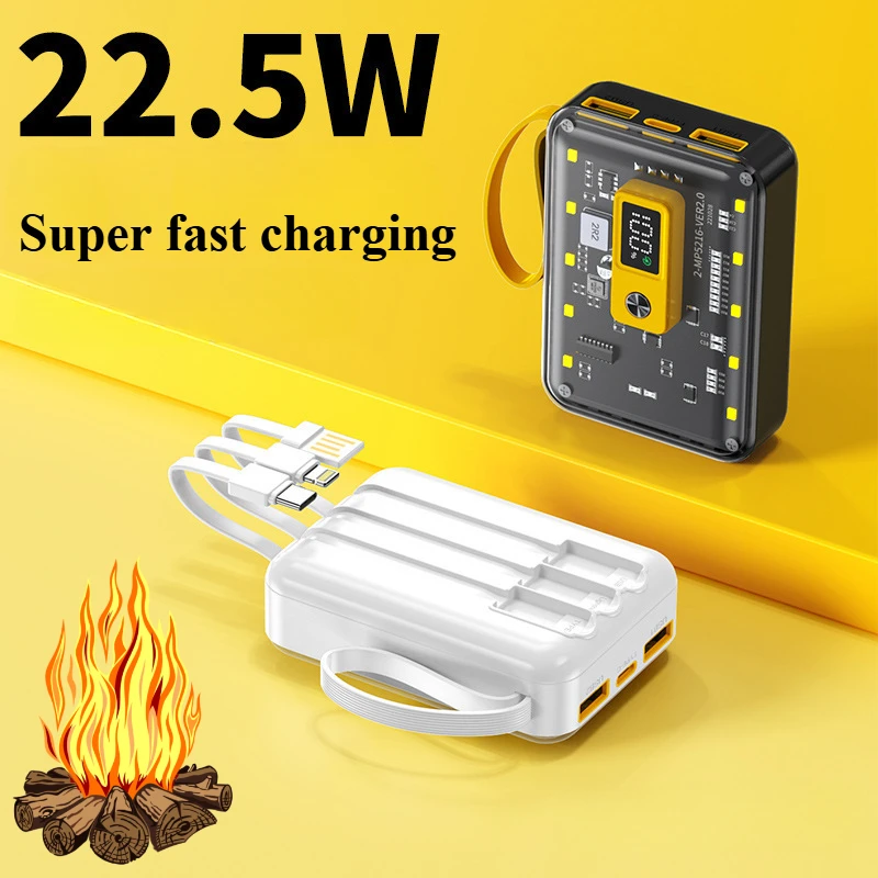50000 MAh Portable Power Bank with Built-in Fast Charging Cable External Battery with Night Light for IPhone Xiaomi Samsung
50000 MAh Portable Power Bank with Built-in Fast Charging Cable External Battery with Night Light for IPhone Xiaomi Samsung