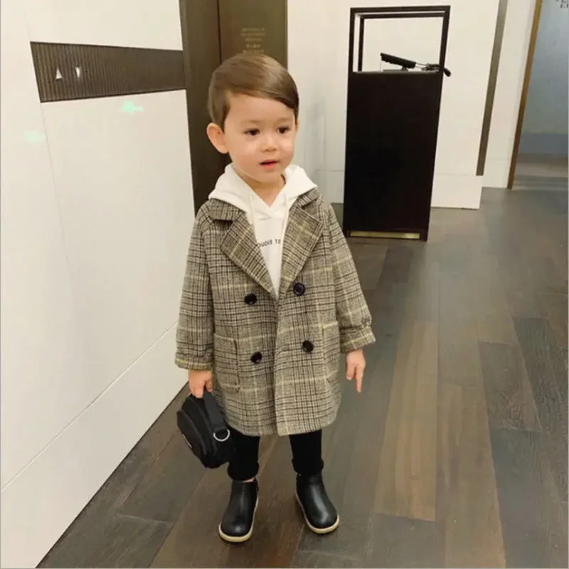 Boys Plaid Trench Coat Jacket 14 Sf6583ce468db431f8bf4b6d04c525296N