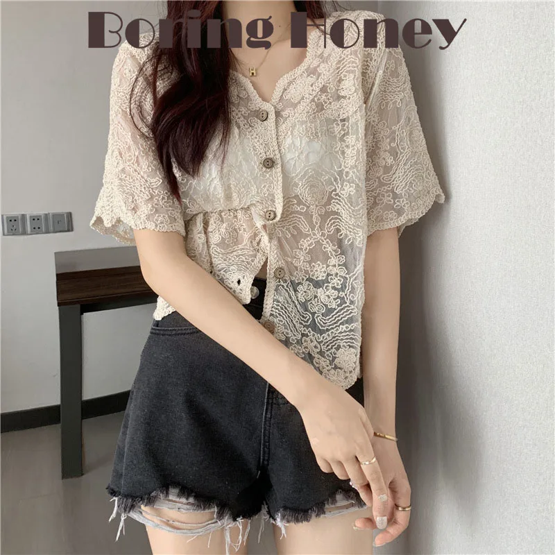 Boring Honey Solid Color Edible Tree Fungus Summer Clothes For Women Single-Breasted Short Sleeve Fashion Women Blouses Lace Top
Boring Honey Solid Color Edible Tree Fungus Summer Clothes For Women Single-Breasted Short Sleeve Fashion Women Blouses Lace Top