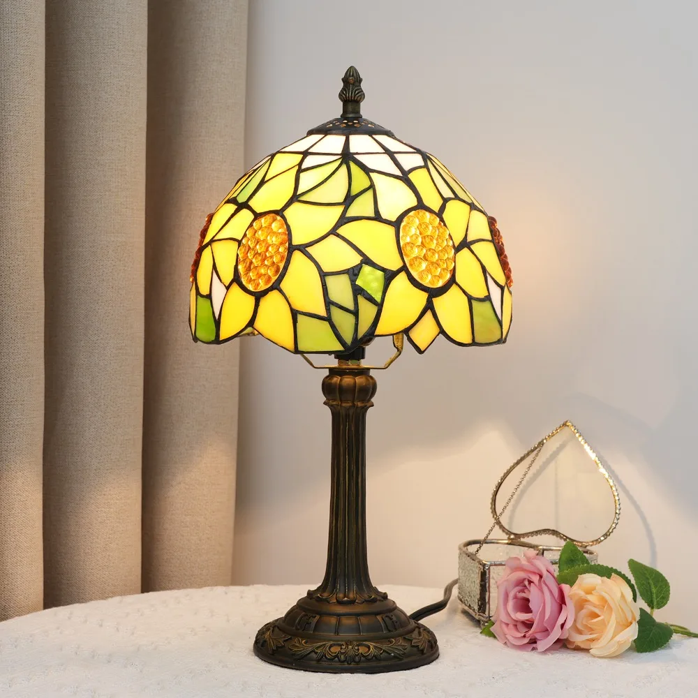 20cm Tiffany Stained Glass Table Lamp Yellow Sunfolower Lampshade Bedroom Night Light Bedside Desk Lamp
20cm Tiffany Stained Glass Table Lamp Yellow Sunfolower Lampshade Bedroom Night Light Bedside Desk Lamp