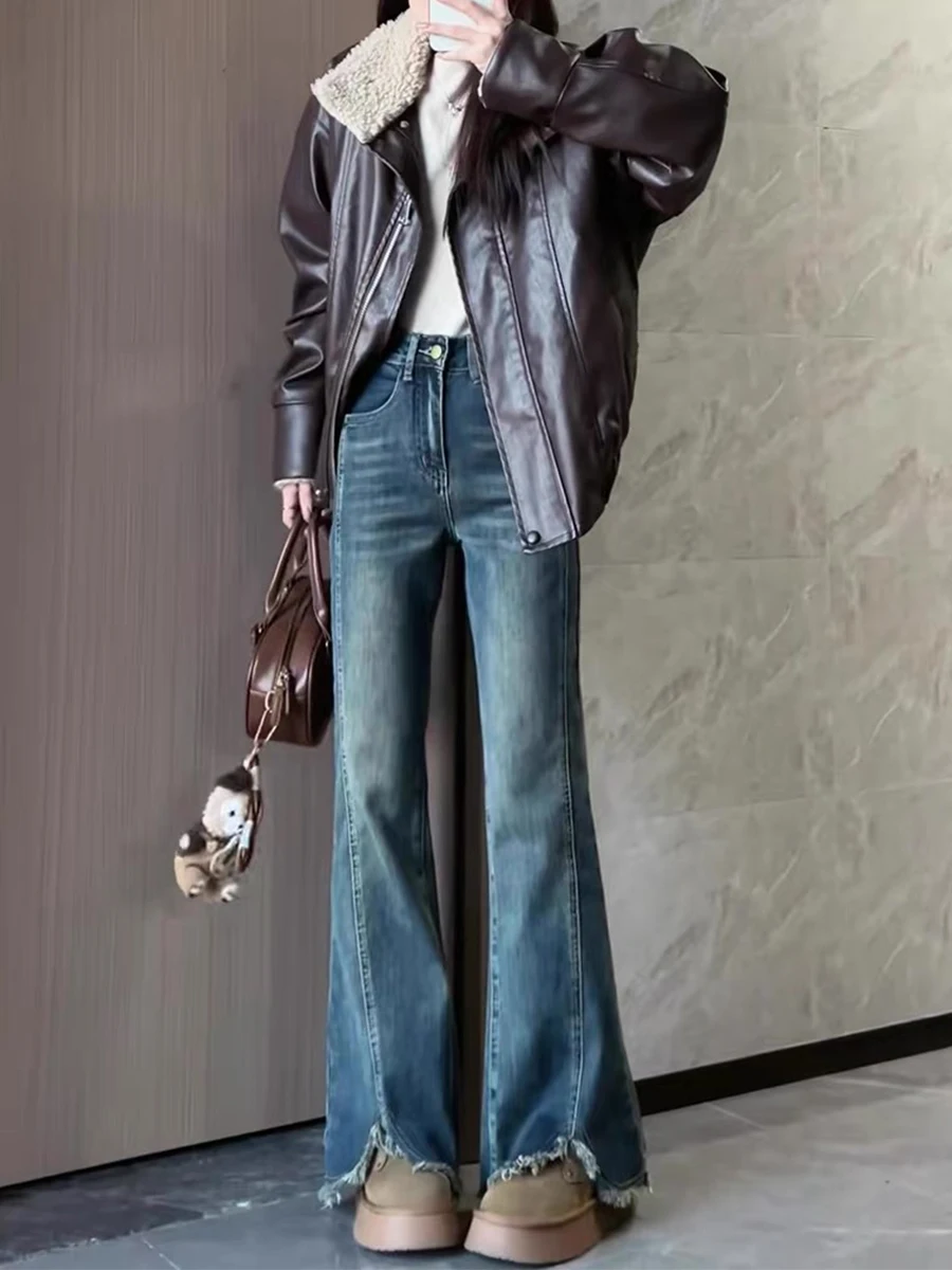 Джинсы женские с высокой талией, широкими штанинами, слегка расклешенные, весна-осень, больших размеров, эластичные, стройнящие, прямые брюки-клеш
Джинсы женские с высокой талией, широкими штанинами, слегка расклешенные, весна-осень, больших размеров, эластичные, стройнящие, прямые брюки-клеш