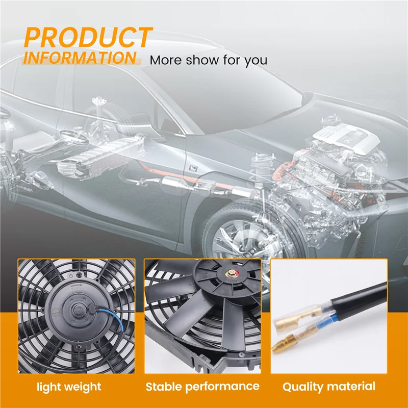 Durable-10 Inch 12V 80W 2100Rpm Universal Straight Black Blade Electric Cooling Radiator Tank Fan Mounting Kit
Durable-10 Inch 12V 80W 2100Rpm Universal Straight Black Blade Electric Cooling Radiator Tank Fan Mounting Kit