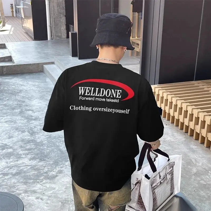Pure cotton summer American printed short-sleeved loose versatile T-shirt new trendy casual style retro Korean T-shirt for men
Pure cotton summer American printed short-sleeved loose versatile T-shirt new trendy casual style retro Korean T-shirt for men