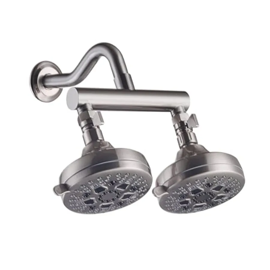 Double Shower Head with Shut-off Valve and Shower Arm: High Pressure 7 Function Dual Shower Heads Combo Set for Wall Mount, Bru
Double Shower Head with Shut-off Valve and Shower Arm: High Pressure 7 Function Dual Shower Heads Combo Set for Wall Mount, Bru